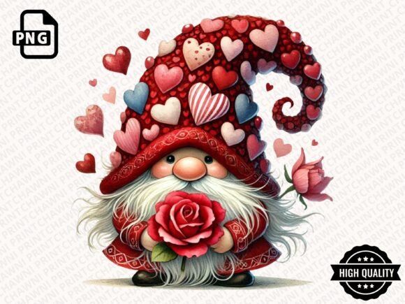 Download Watercolor Valentines Gnome Clipart PNG - Premium Bundle